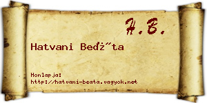 Hatvani Beáta névjegykártya