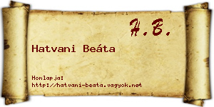 Hatvani Beáta névjegykártya